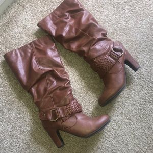 Brown heeled boots